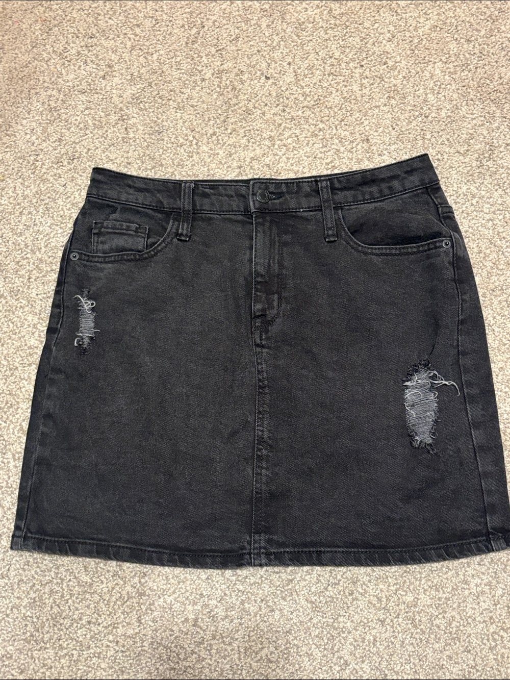 Mossimo Supply Co. Black Distressed Denim Mini Skirt